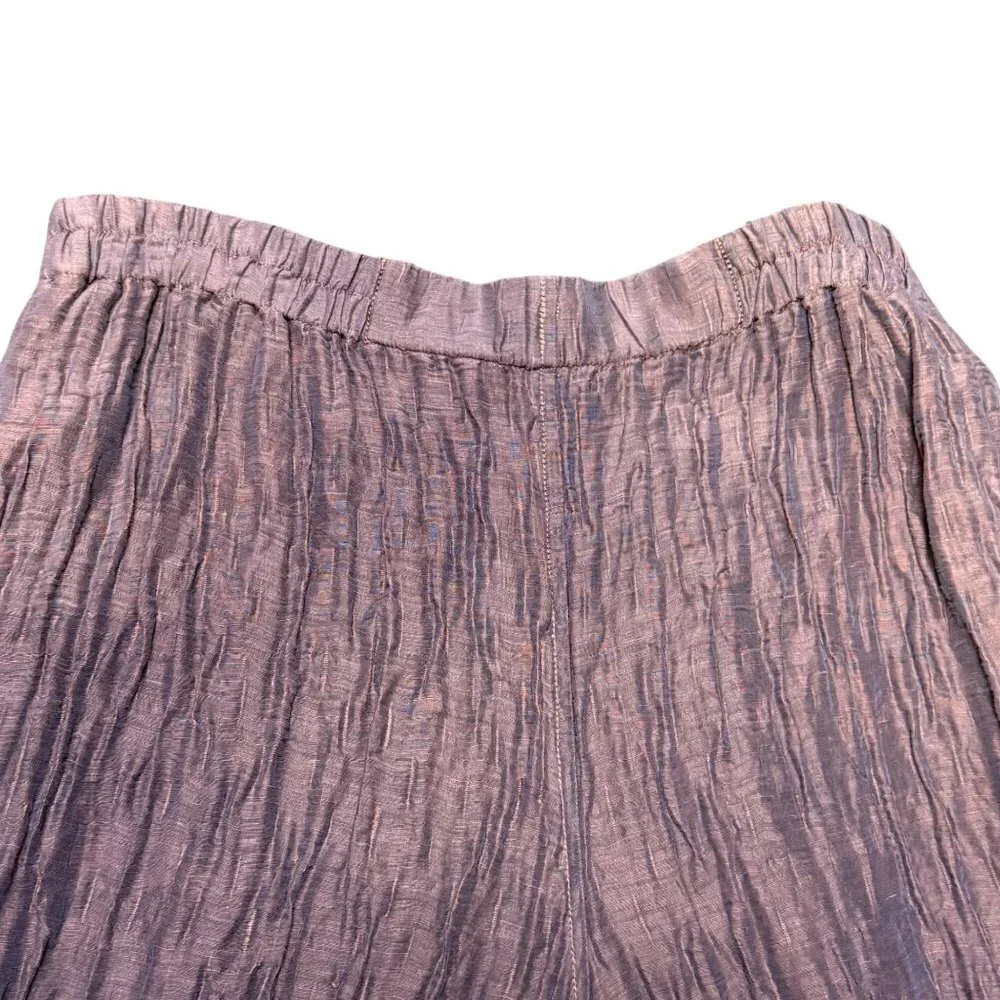 NWT Grizas Crinkle Silk Blend Brown Wide-Leg Pants M - Picture 4 of 6